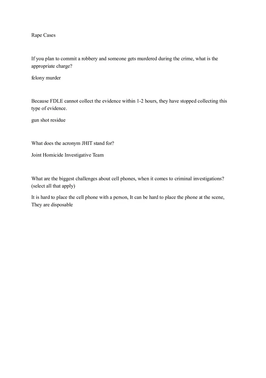 Forensic Science and Criminal Investigations Answers - Page 3