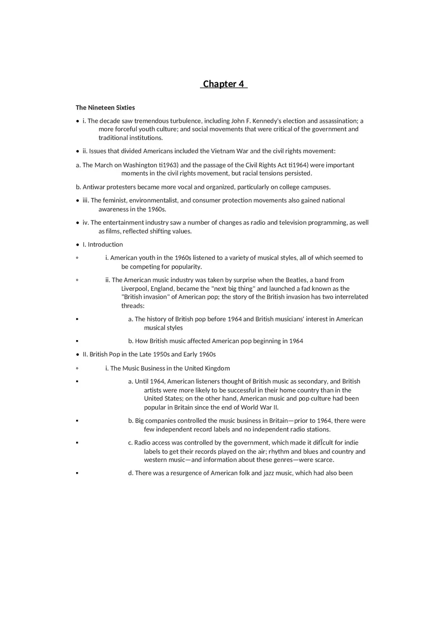 History of Rock and Roll Notes Chapters 4-5 - Page 1