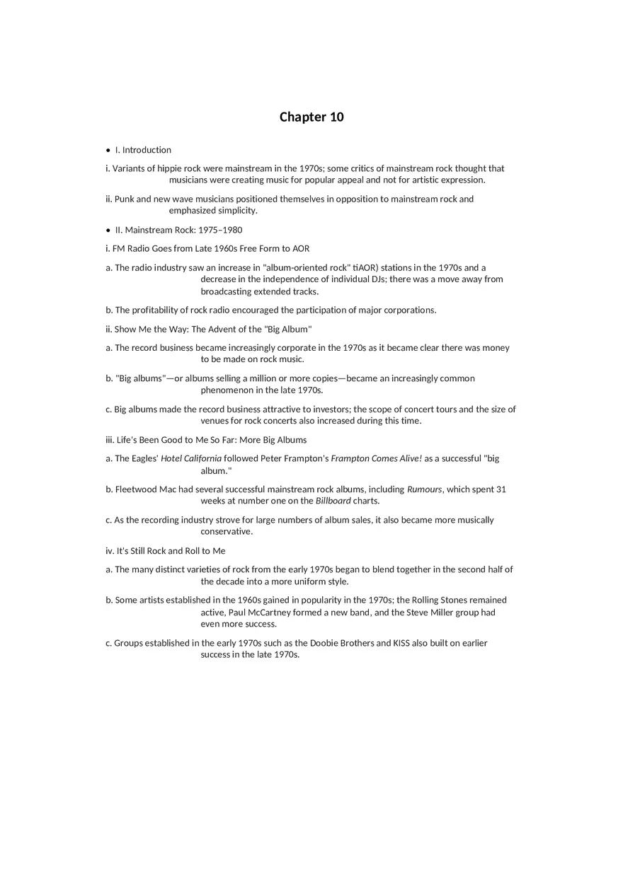 History of Rock and Roll Notes Chapters 10-11 - Page 1