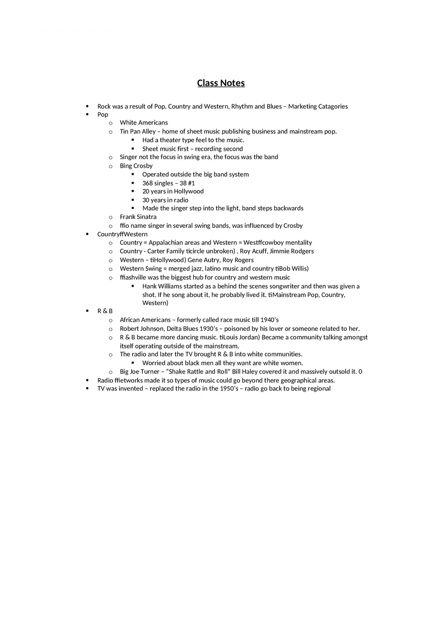 History of Rock and Roll Notes Chapter 1 - Page 4