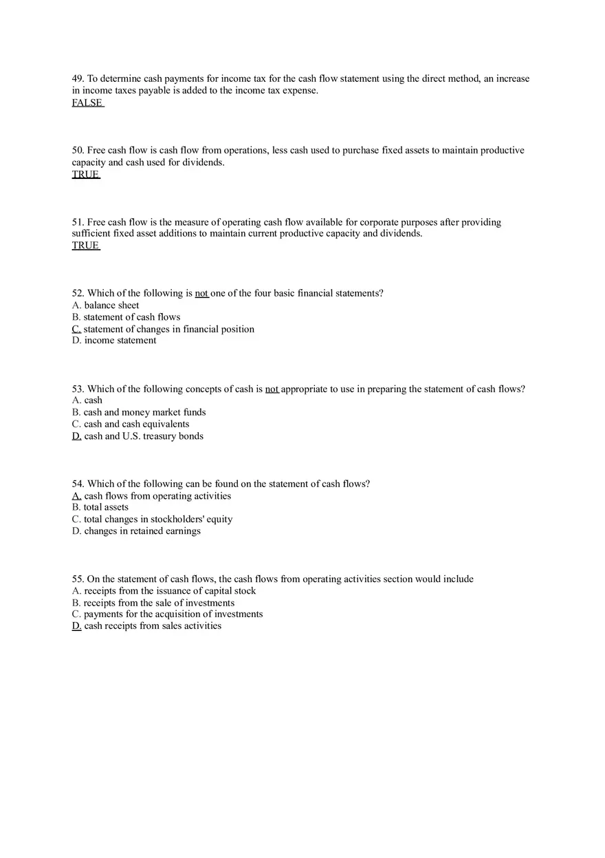 Statement of Cash Flows Questions Answer Key Part 1 - Page 7