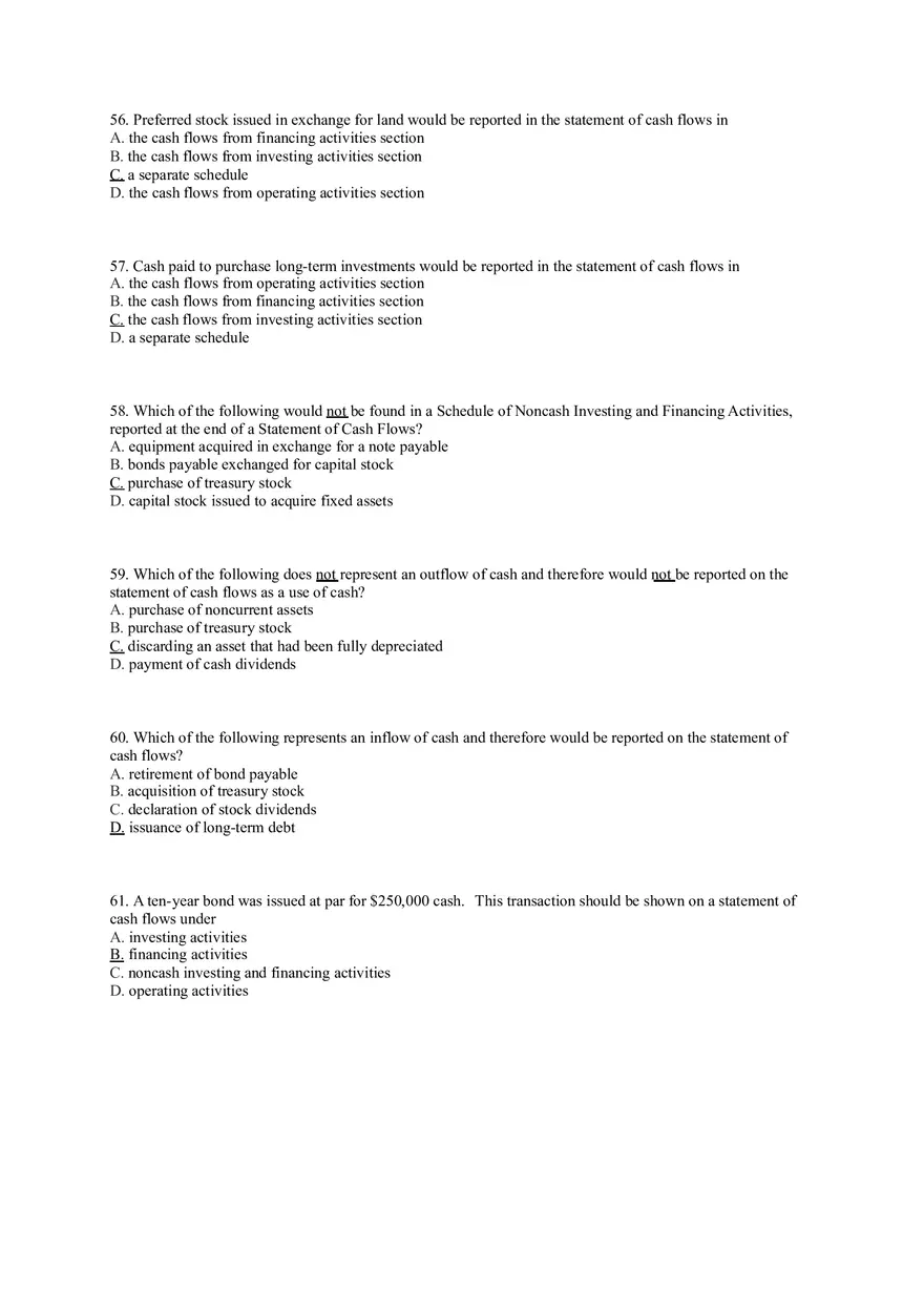 Statement of Cash Flows Questions Answer Key Part 1 - Page 8
