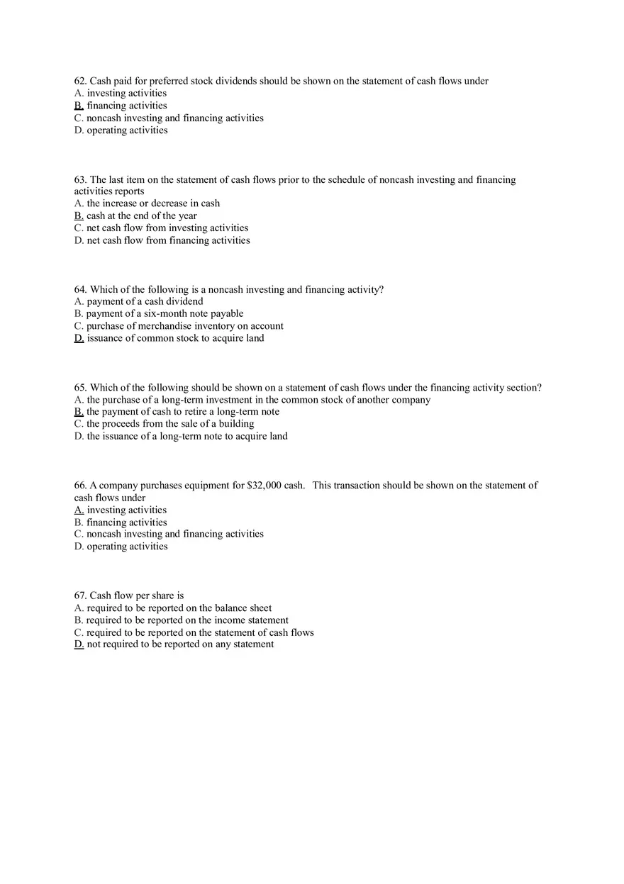 Statement of Cash Flows Questions Answer Key Part 1 - Page 9