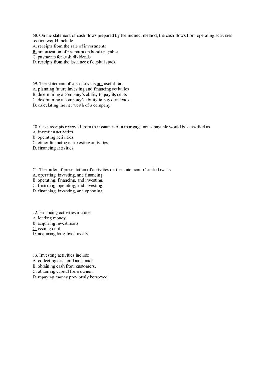 Statement of Cash Flows Questions Answer Key Part 1 - Page 10