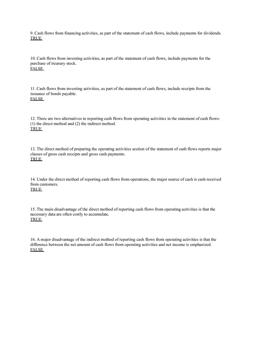 Statement of Cash Flows Questions Answer Key Part 1 - Page 2