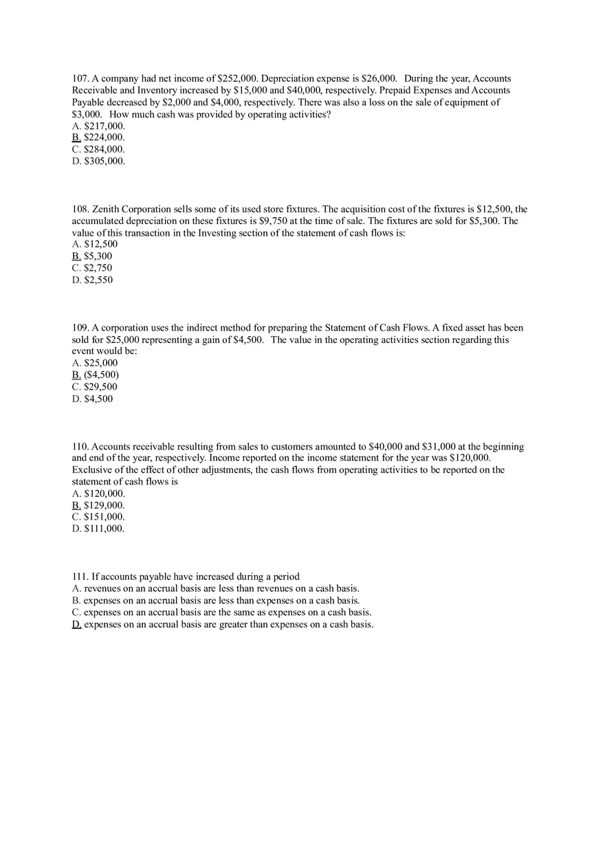 Statement of Cash Flows Questions Answer Key Part 2 - Page 8