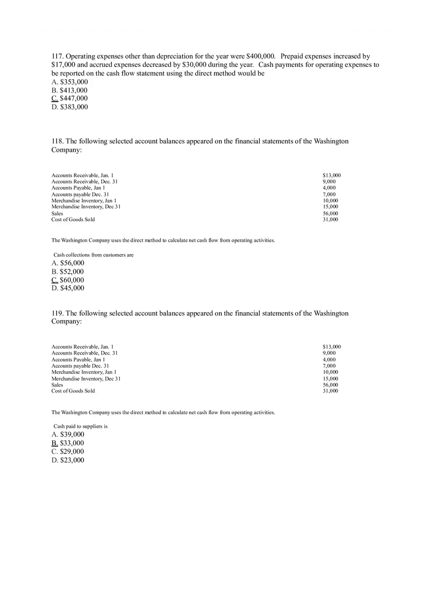 Statement of Cash Flows Questions Answer Key Part 2 - Page 10