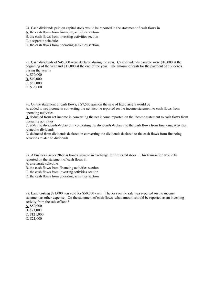Statement of Cash Flows Questions Answer Key Part 2 - Page 5