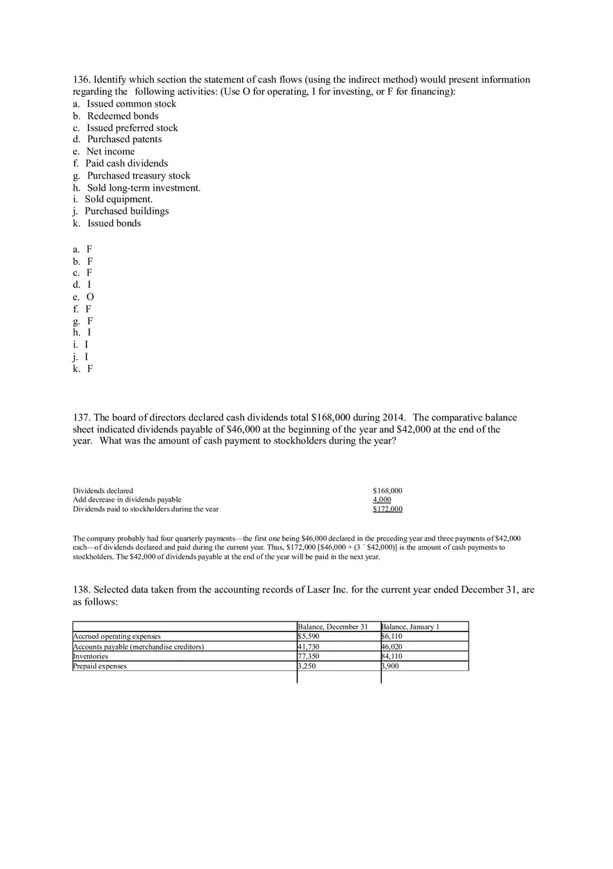 Statement of Cash Flows Questions Answer Key Part 3 - Page 8