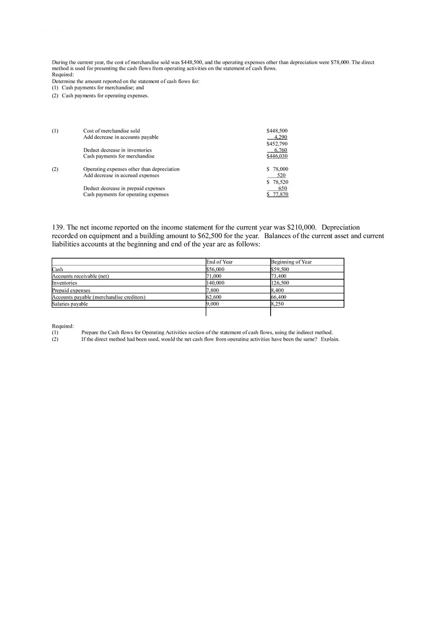 Statement of Cash Flows Questions Answer Key Part 3 - Page 9