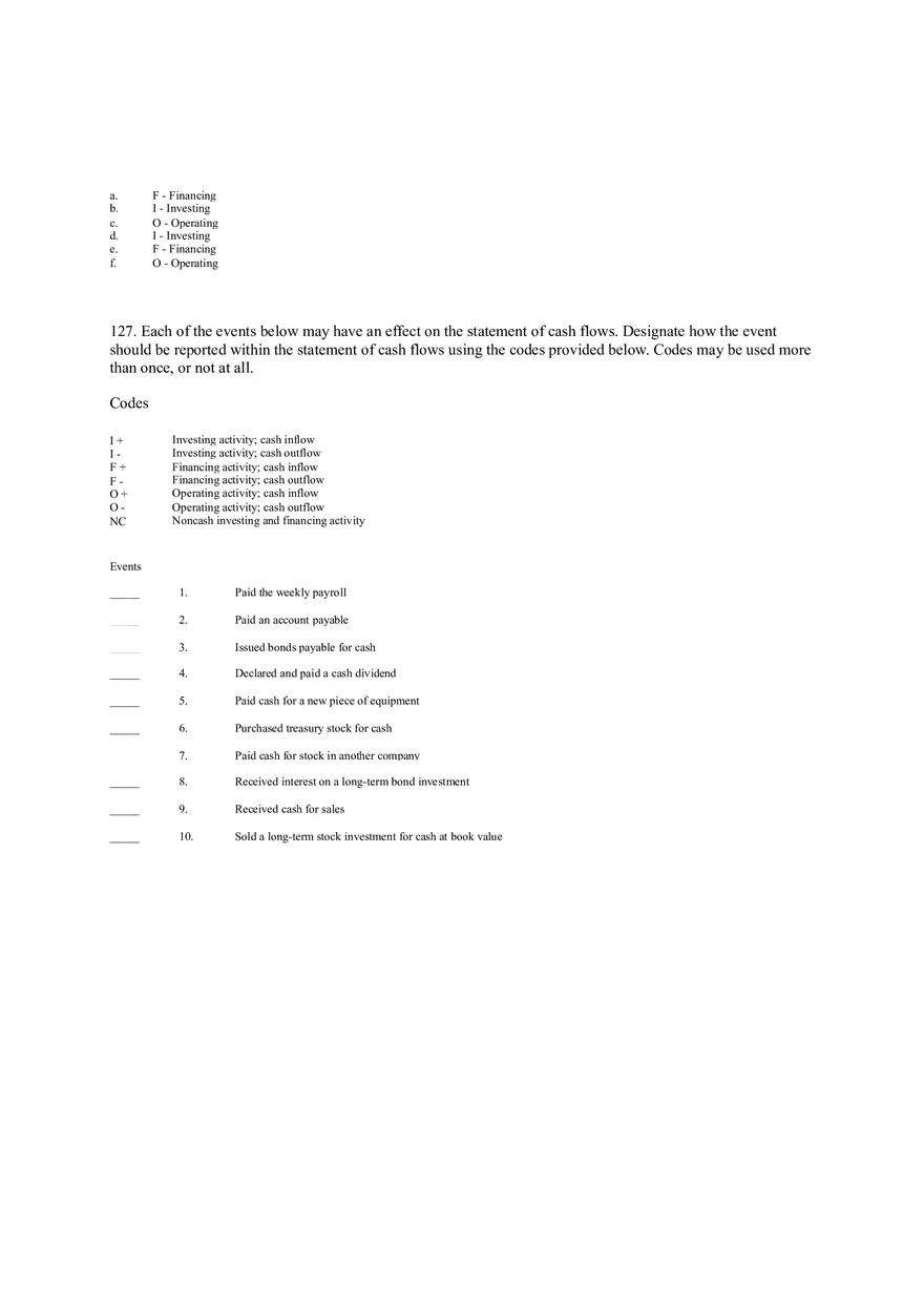 Statement of Cash Flows Questions Answer Key Part 3 - Page 4