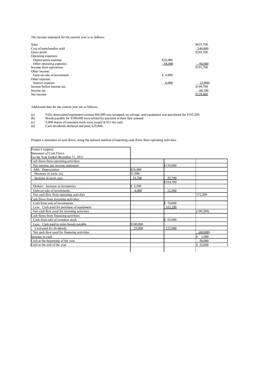 Statement of Cash Flows Questions Answer Key Part 4 - Page 9