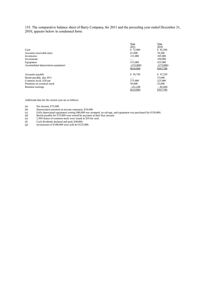 Statement of Cash Flows Questions Answer Key Part 4 - Page 10