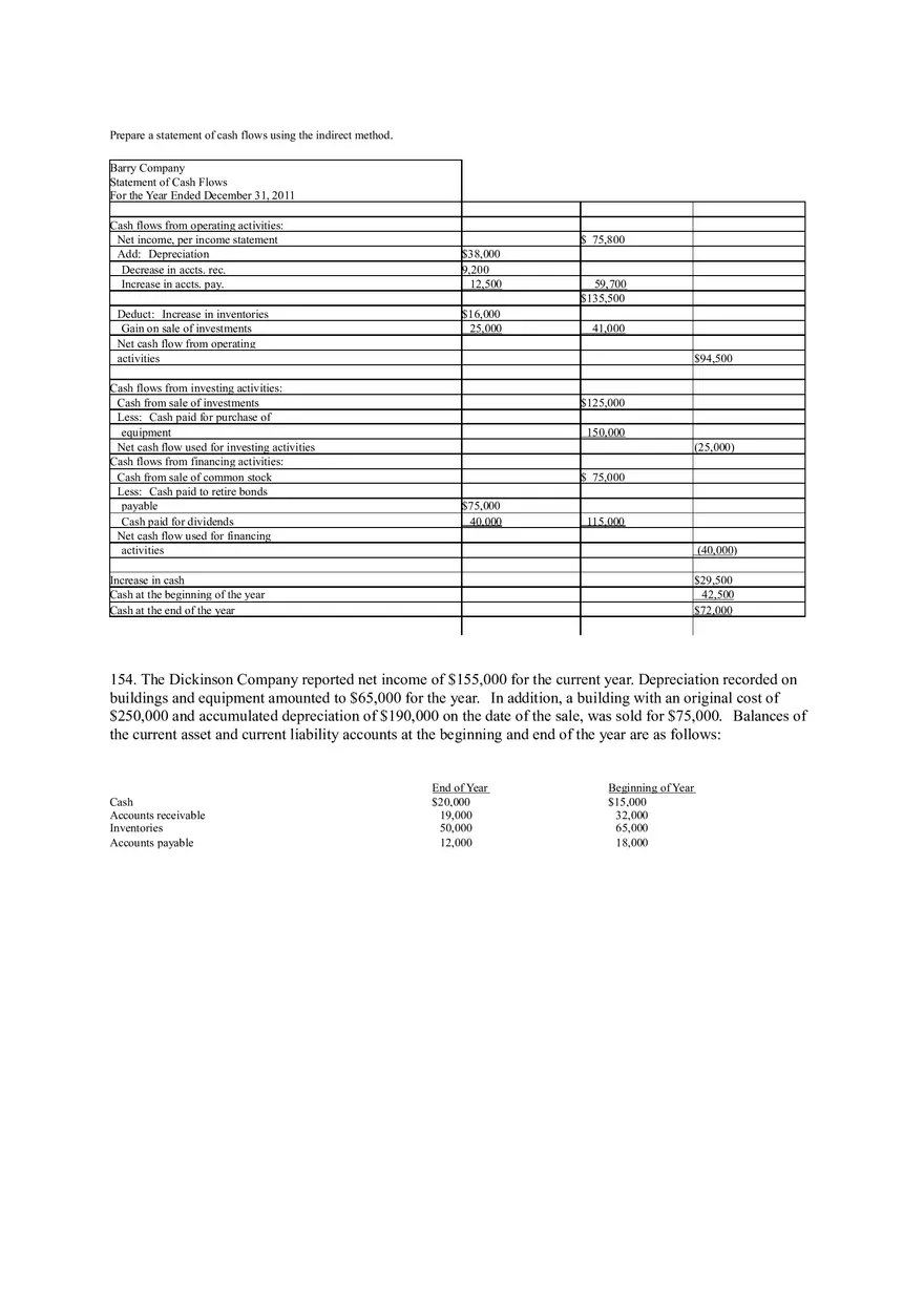 Statement of Cash Flows Questions Answer Key Part 4 - Page 11