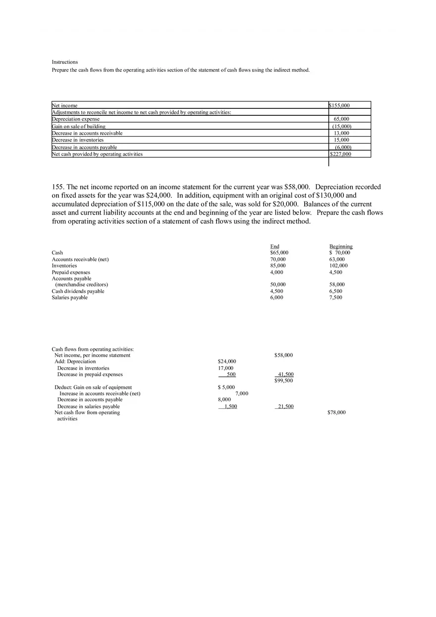 Statement of Cash Flows Questions Answer Key Part 4 - Page 12