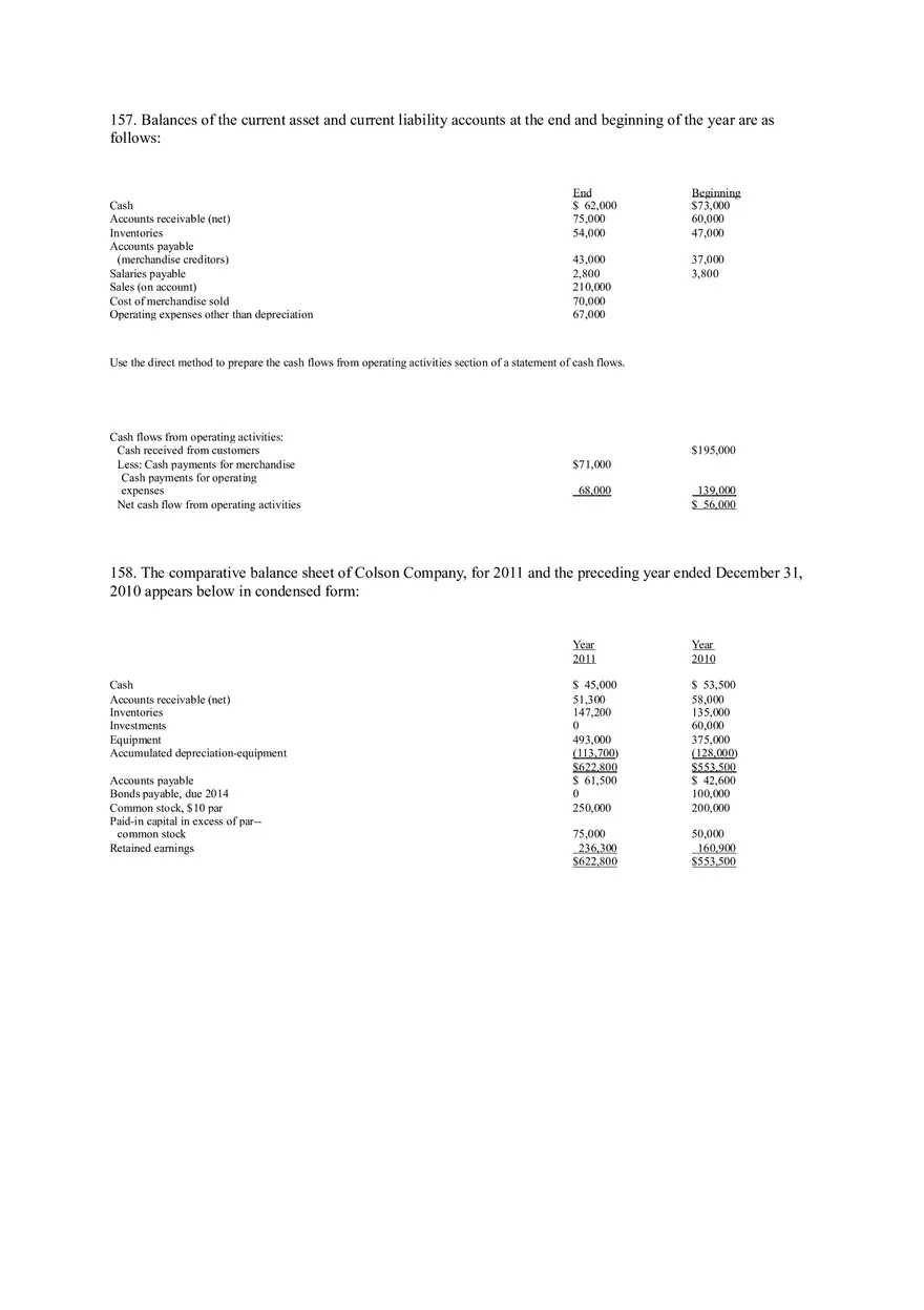 Statement of Cash Flows Questions Answer Key Part 4 - Page 14