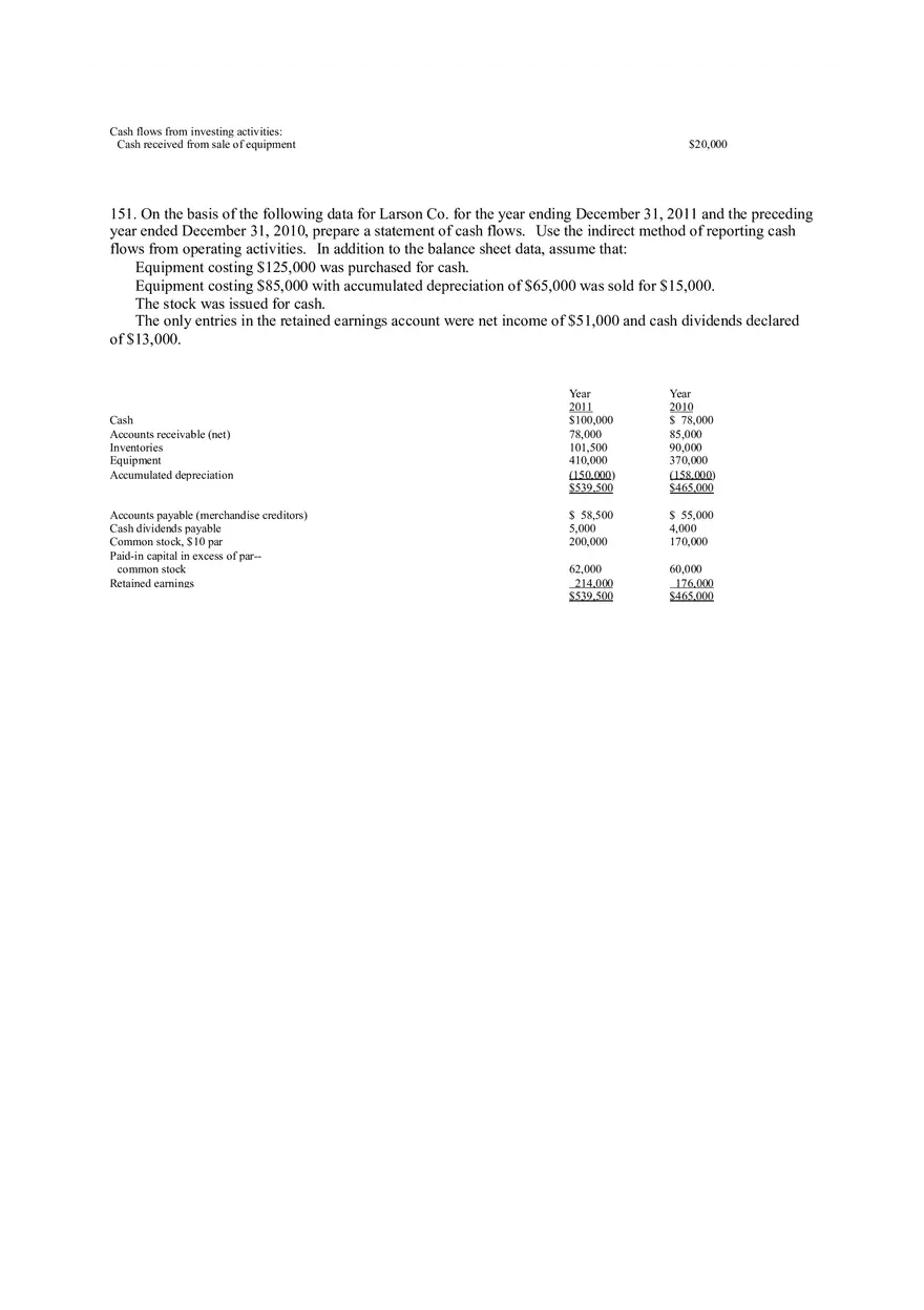 Statement of Cash Flows Questions Answer Key Part 4 - Page 2