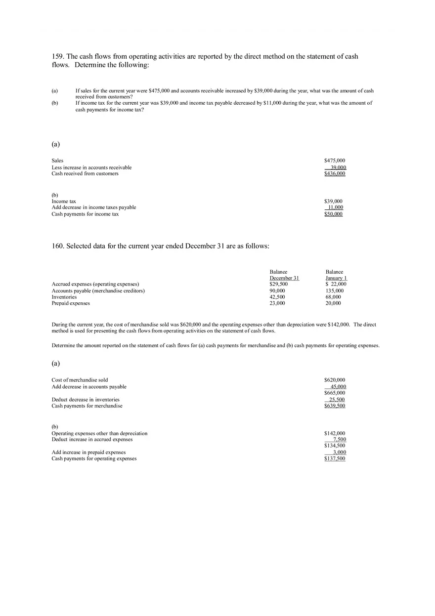 Statement of Cash Flows Questions Answer Key Part 4 - Page 3
