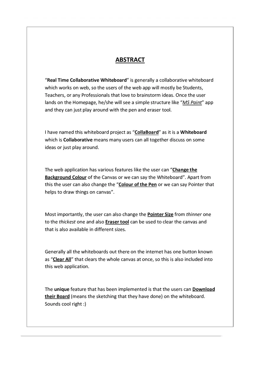 Real Time Collaborative Whiteboard Web App Overview - Page 1
