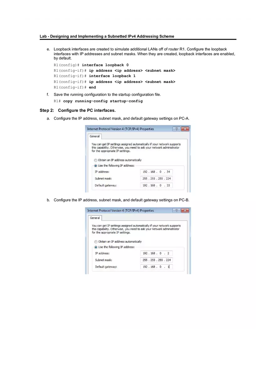 Lab - Designing and Implementing a Subnetted IPv4 Addressing Scheme - Page 8