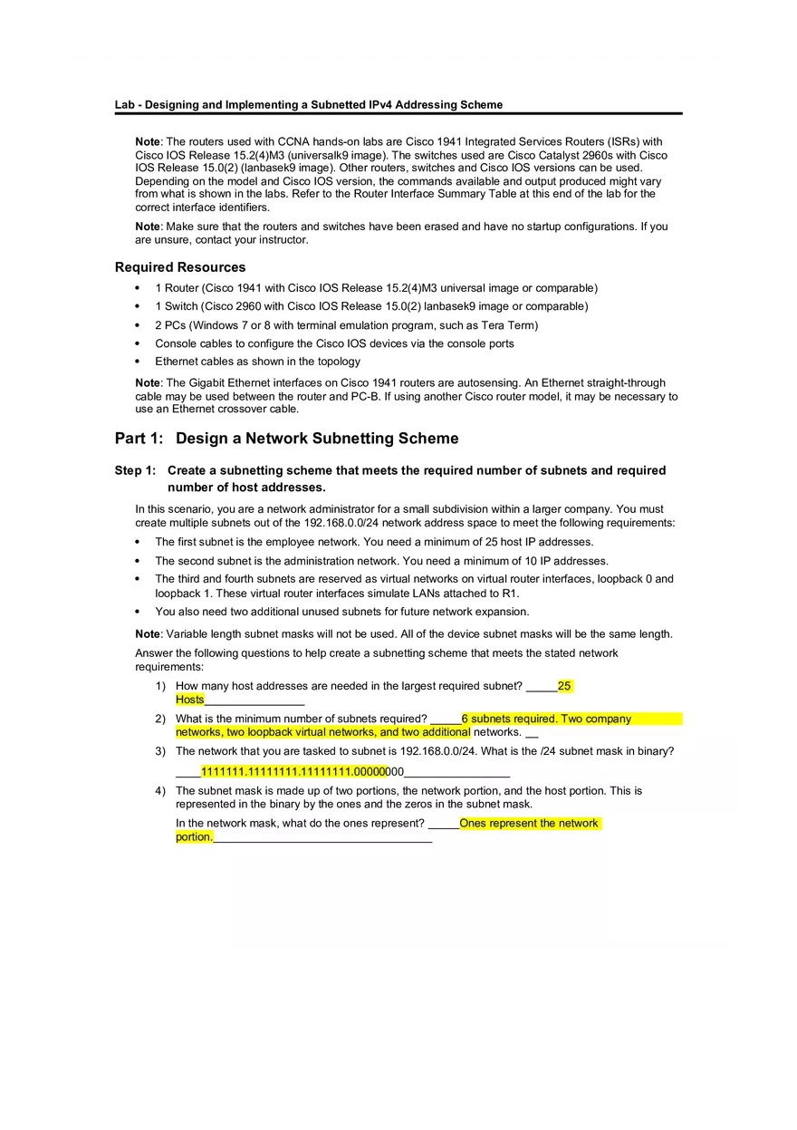 Lab - Designing and Implementing a Subnetted IPv4 Addressing Scheme - Page 2