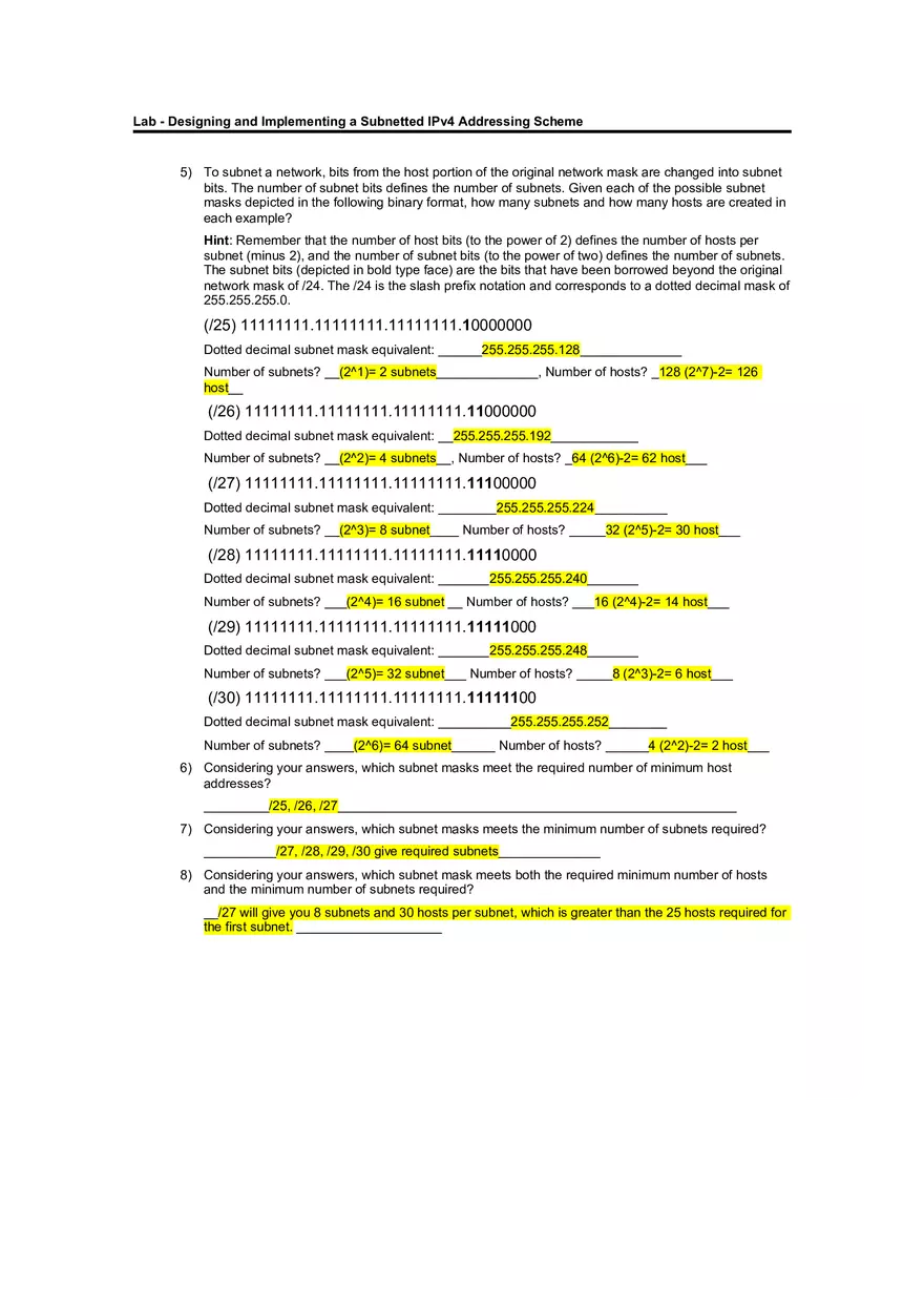 Lab - Designing and Implementing a Subnetted IPv4 Addressing Scheme - Page 4