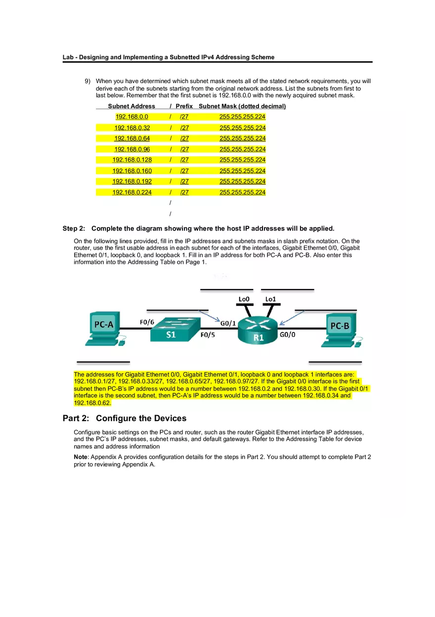 Lab - Designing and Implementing a Subnetted IPv4 Addressing Scheme - Page 5