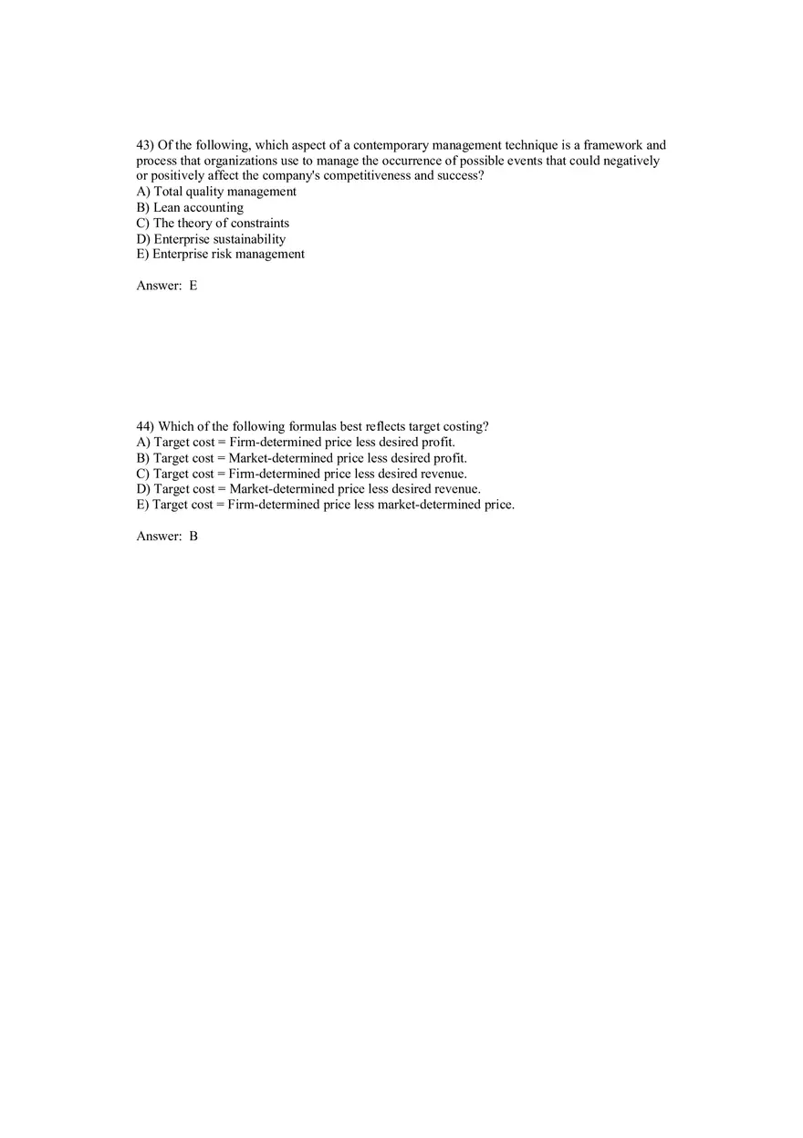Cost Management - A Strategic Emphasis Answer Key Part 3 - Page 1