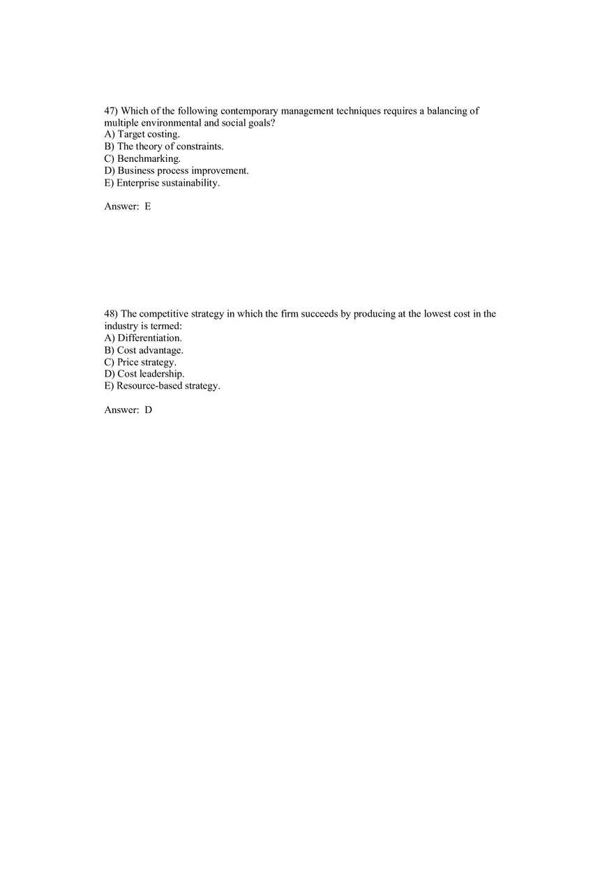 Cost Management - A Strategic Emphasis Answer Key Part 3 - Page 3