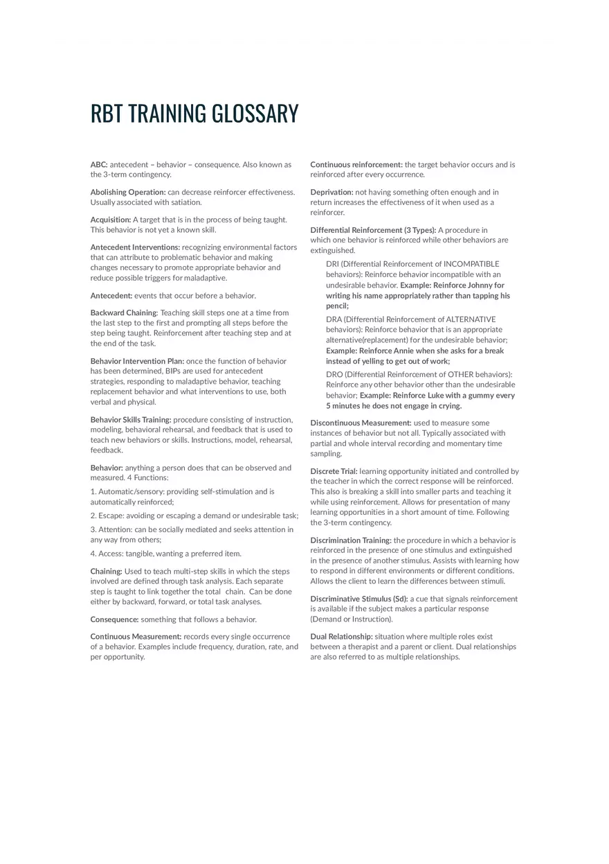 Training Glossary Answer Key - Page 1