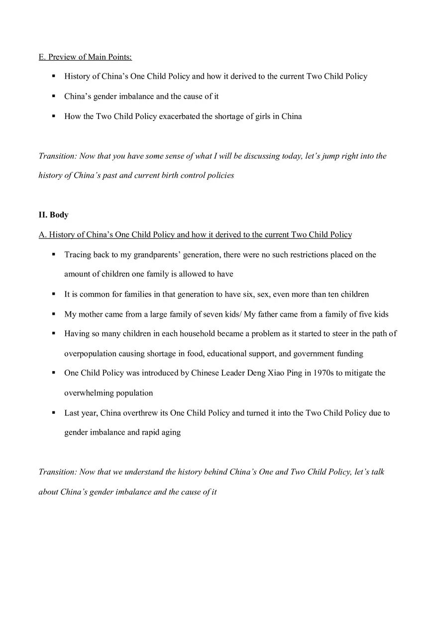 Informative Speech Outline - Sexism in China - Page 2