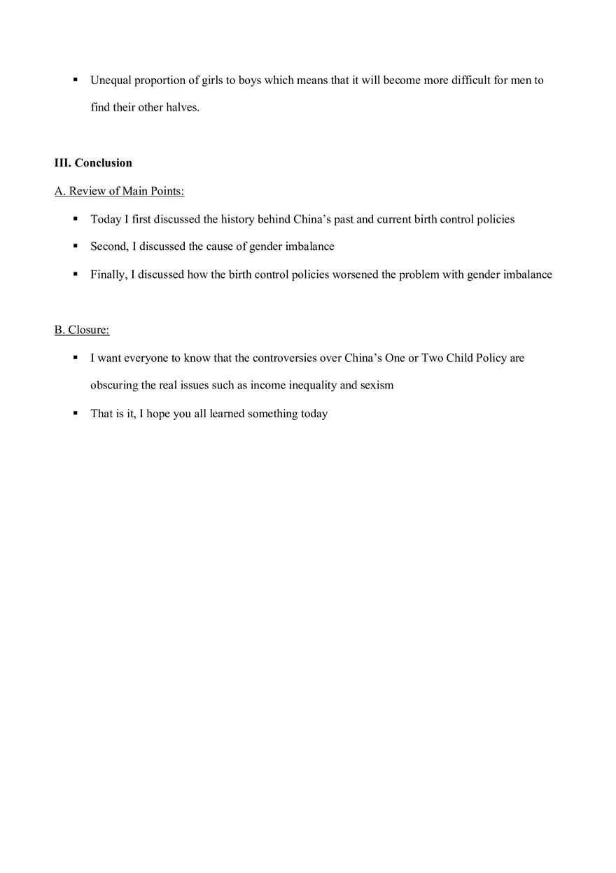 Informative Speech Outline - Sexism in China - Page 4