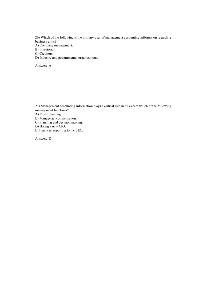 Cost Management - A Strategic Emphasis Answer Key Part 2 - Page 3