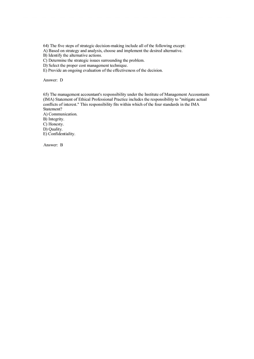 Cost Management - A Strategic Emphasis Answer Key Part 4 - Page 1
