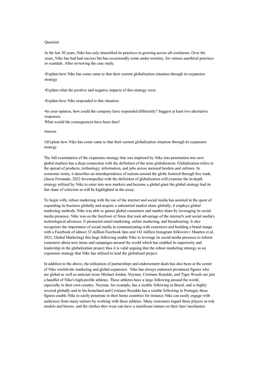Nike's Globalization Strategy - Page 1