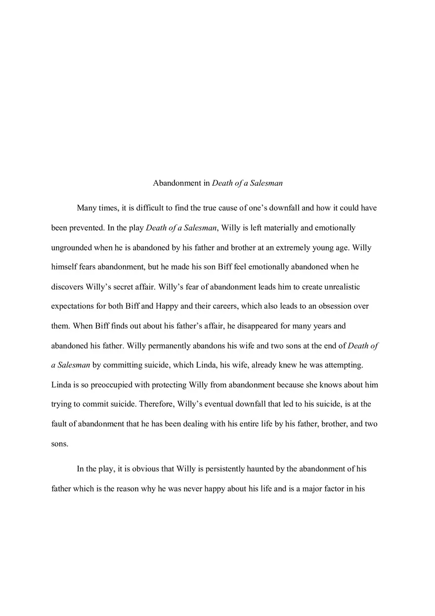 Death of a Salesman Essay - Page 1