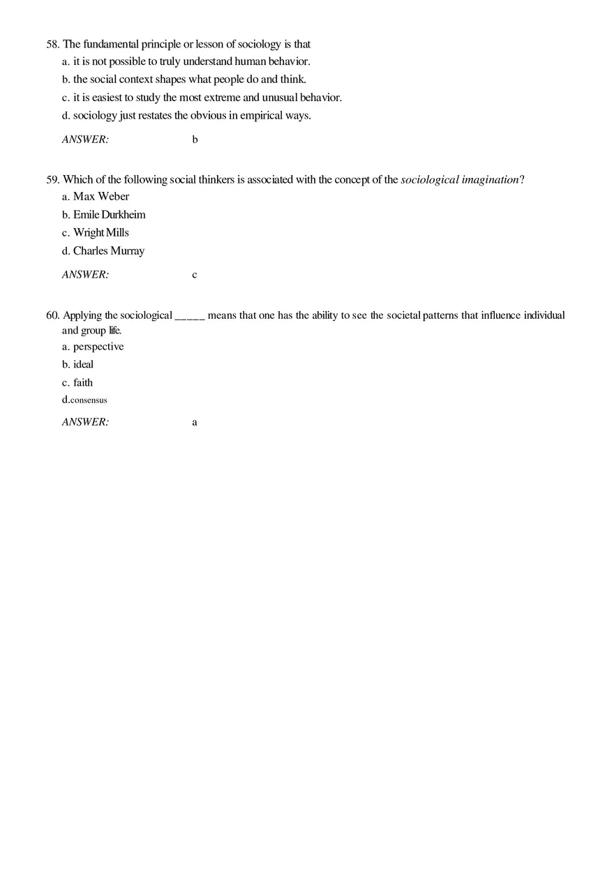 Solutions and Test Bank For Sociology Part 2 - Page 10
