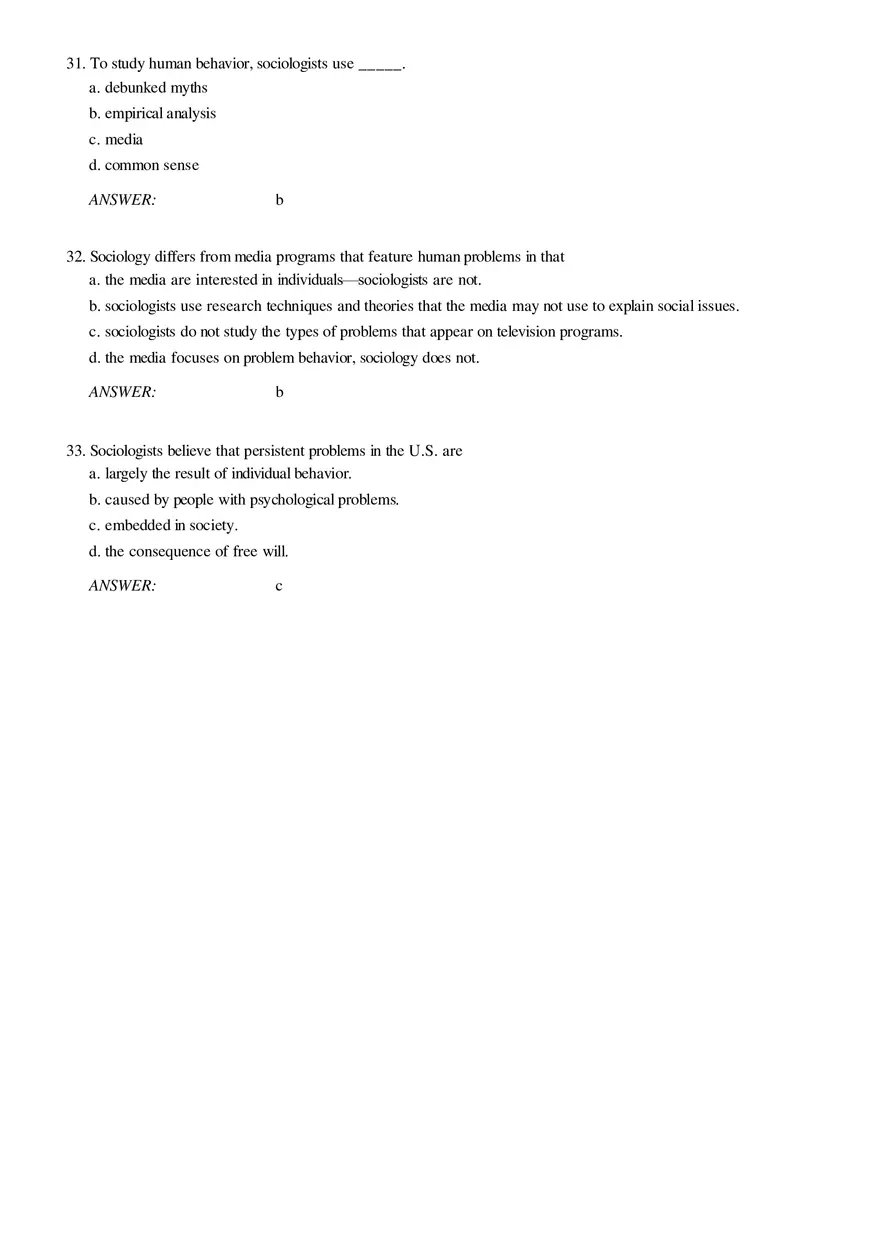 Solutions and Test Bank For Sociology Part 2 - Page 1