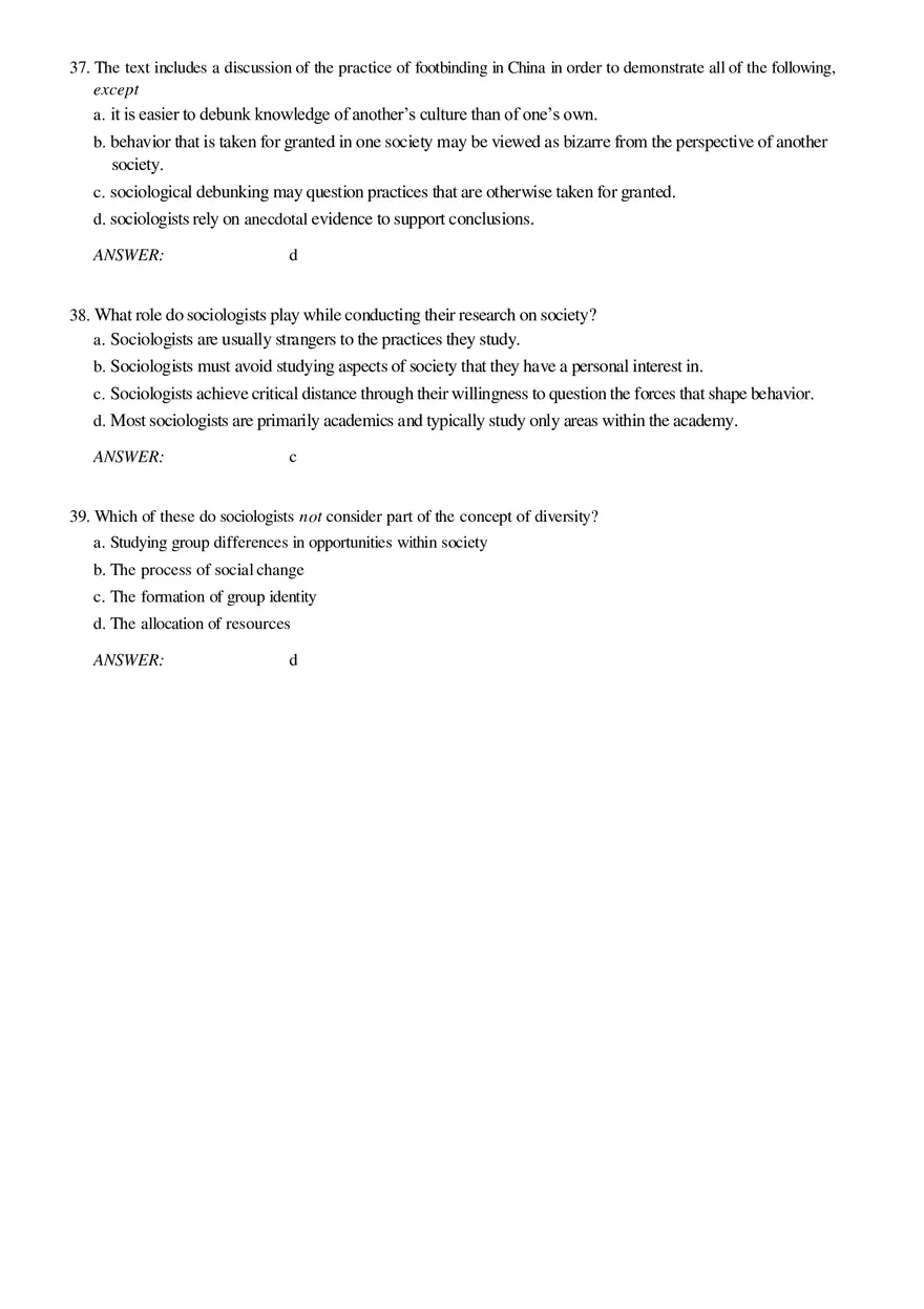 Solutions and Test Bank For Sociology Part 2 - Page 3