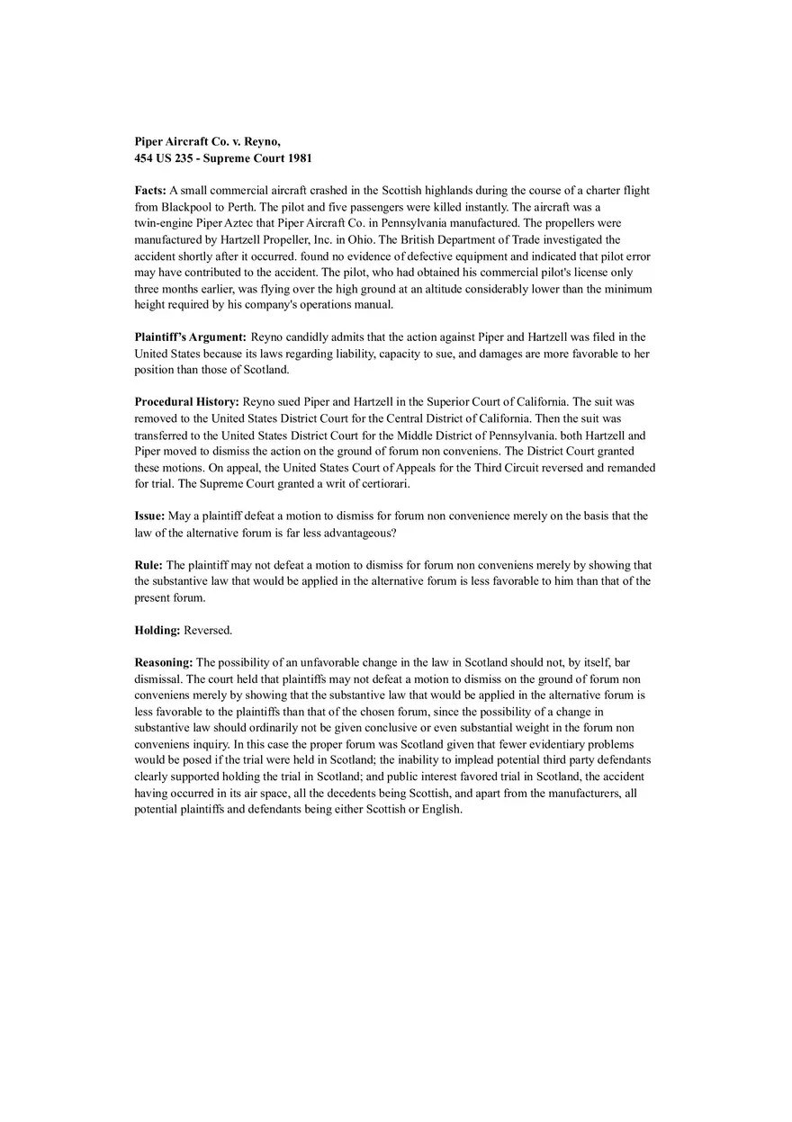 Piper Aircraft Co. v. Reyno - Page 1