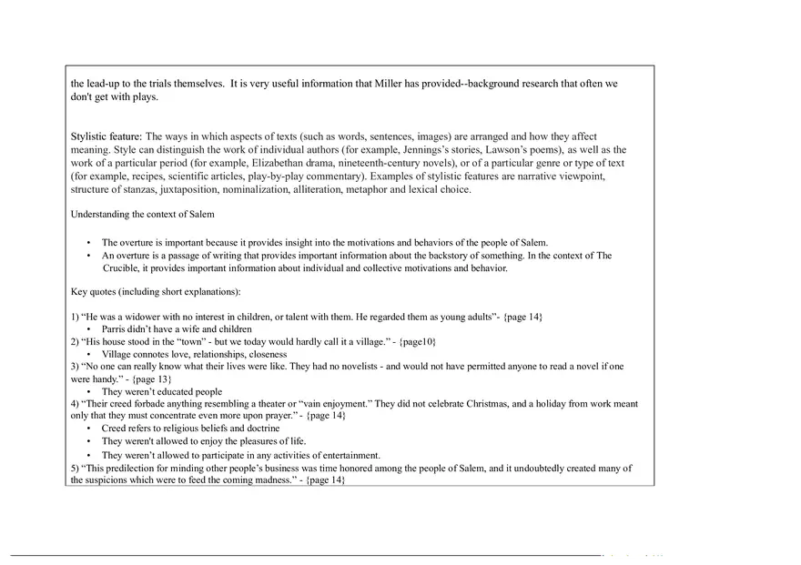 Notes for The Crucible Part 1 - Page 11