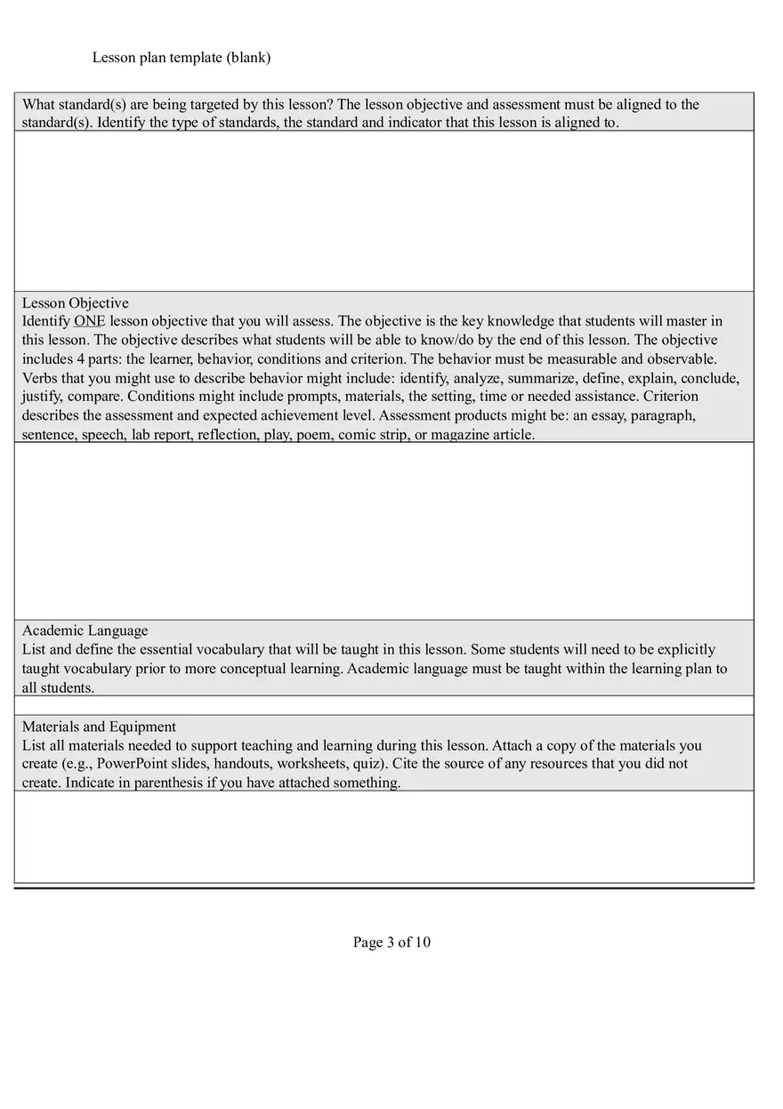 Blank Template for Creating a Lesson Plan to Promote Inclusivity - Page 3