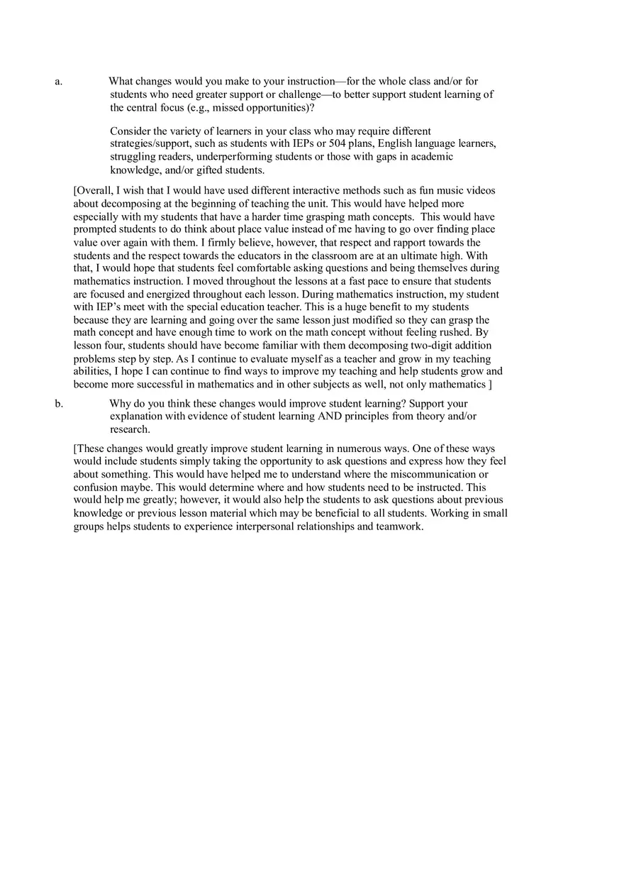 Elementary Education Literacy with Mathematics Task 4 Commentary Final - Page 3