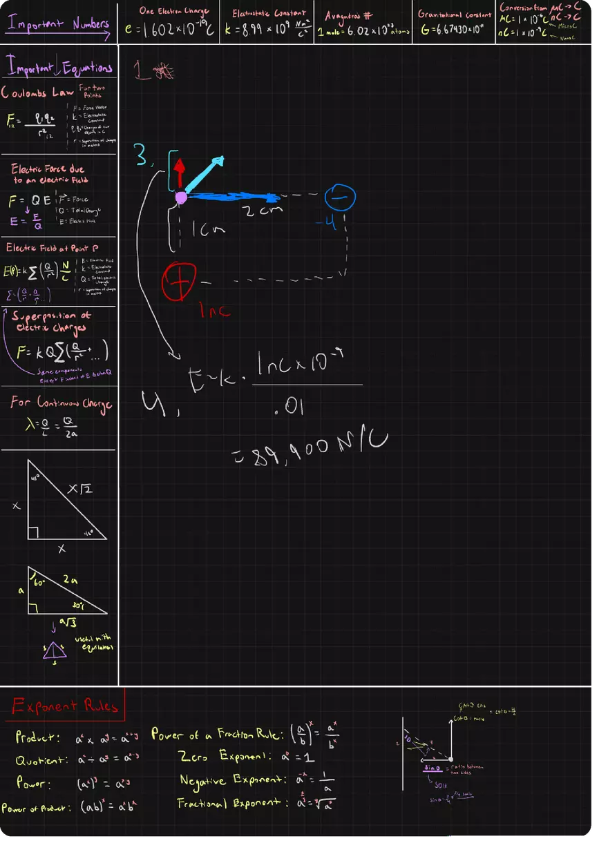 Physics Exam 1 Electromagnetism Summary Outline - Page 3