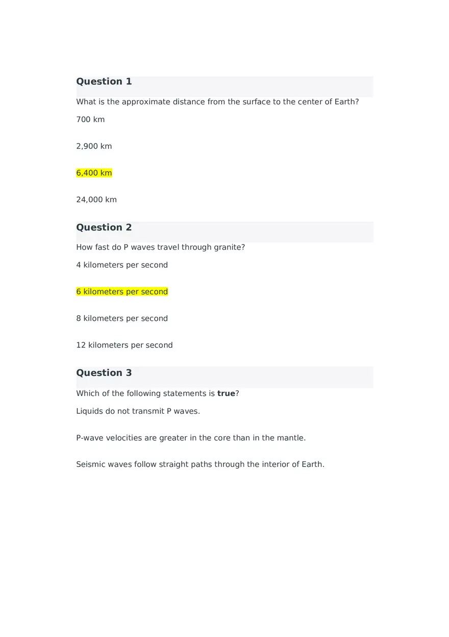 Introduction to Seismology Quiz 2 - Page 1