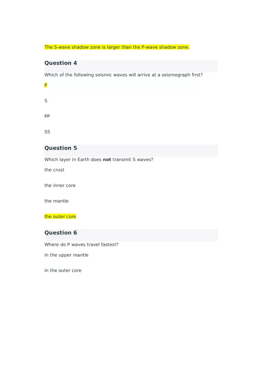 Introduction to Seismology Quiz 2 - Page 2