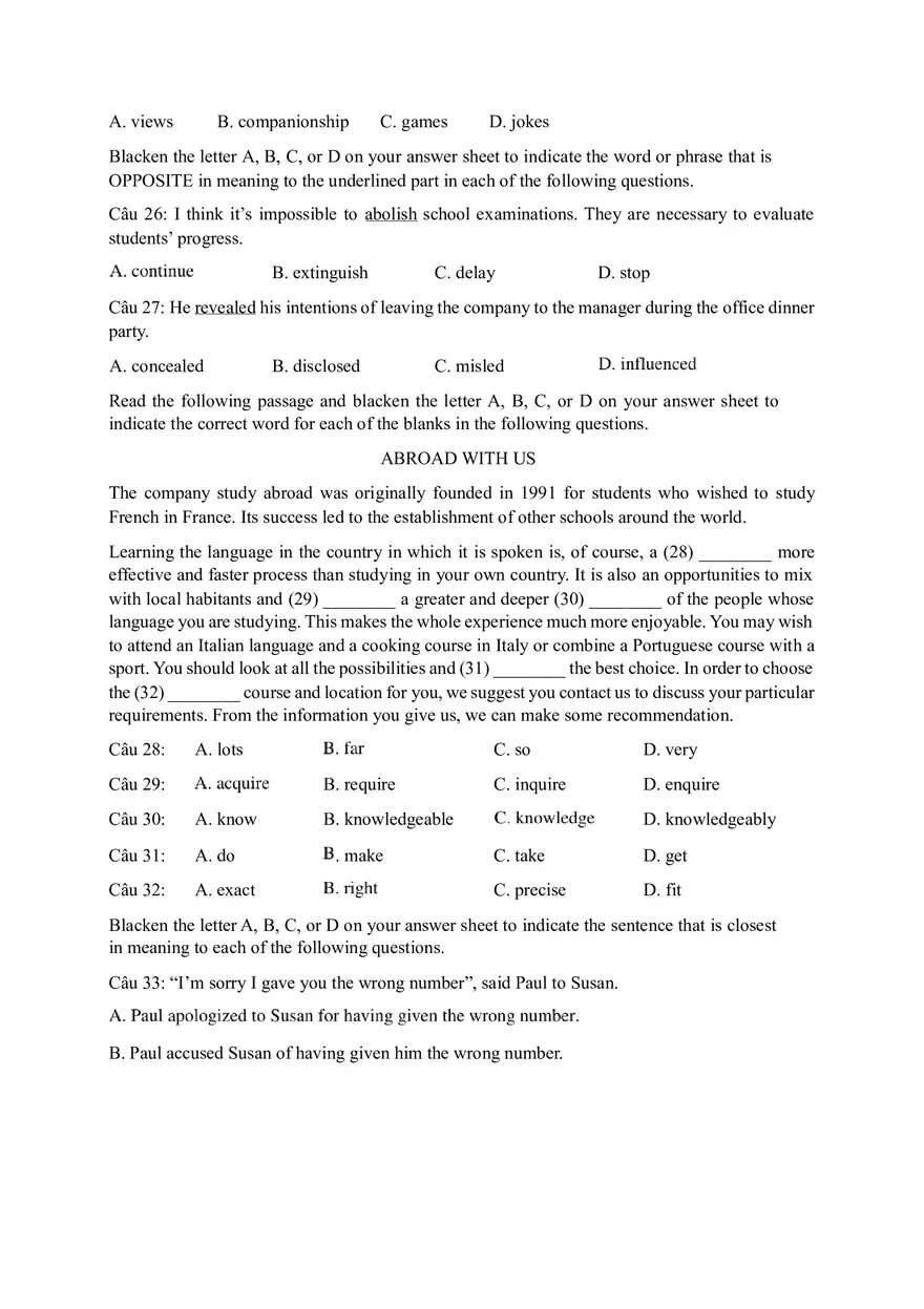 English Grammar and Vocabulary Practice - Multiple-Choice Questions - Page 4
