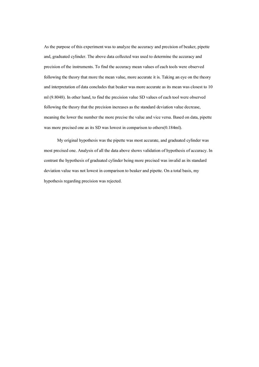 Accuracy and Precision Lab Report - Page 3