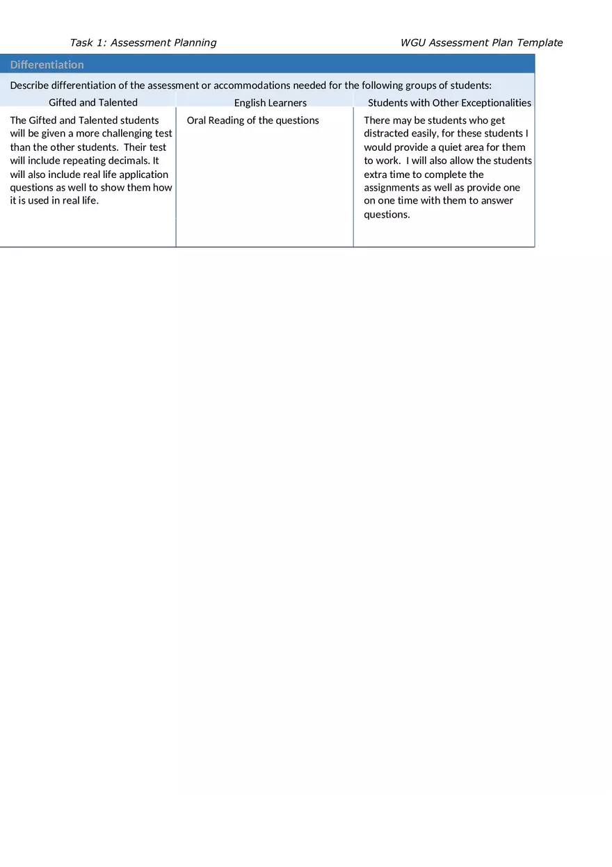 Converting Fractions to Decimals - Assessment Plan Template - Page 5