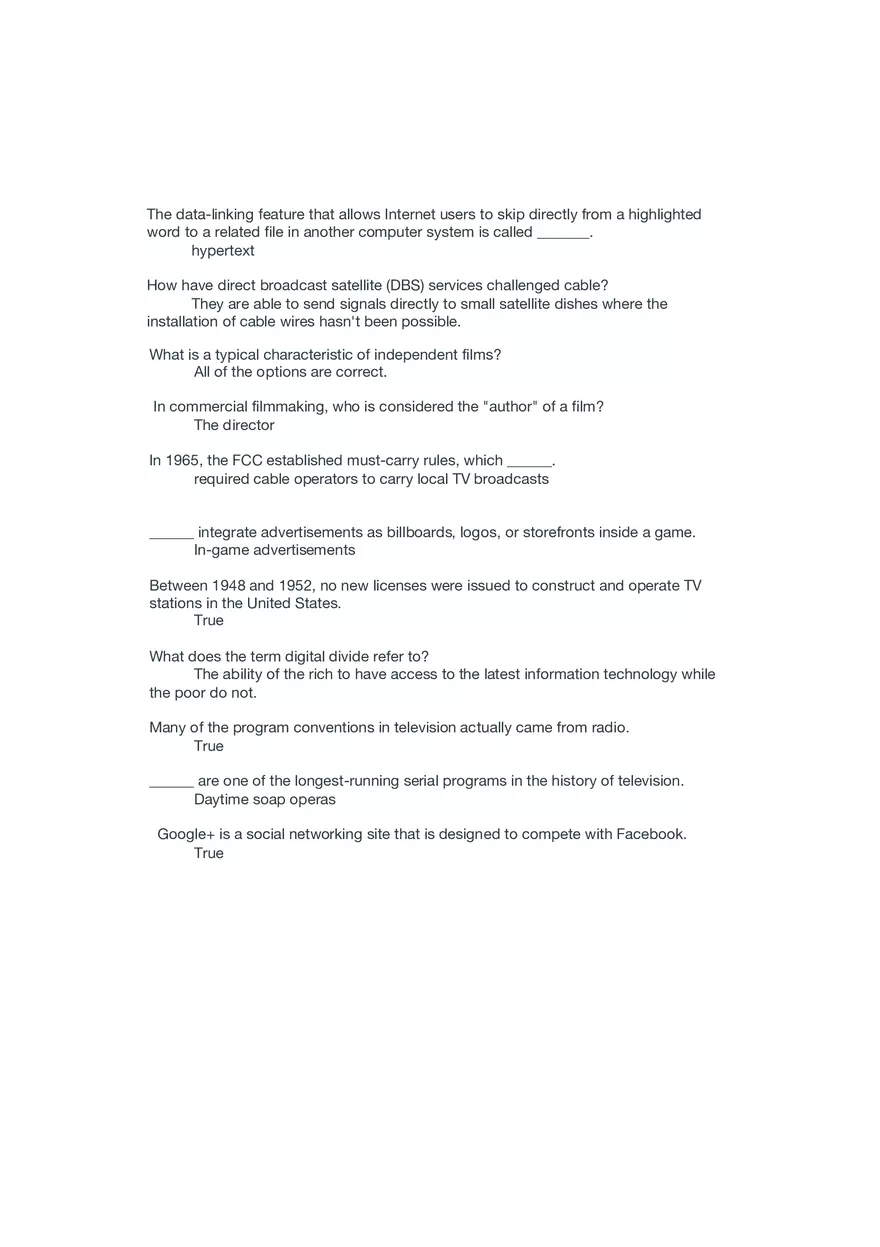 Global Media and Society Quiz 3 Answers - Page 1